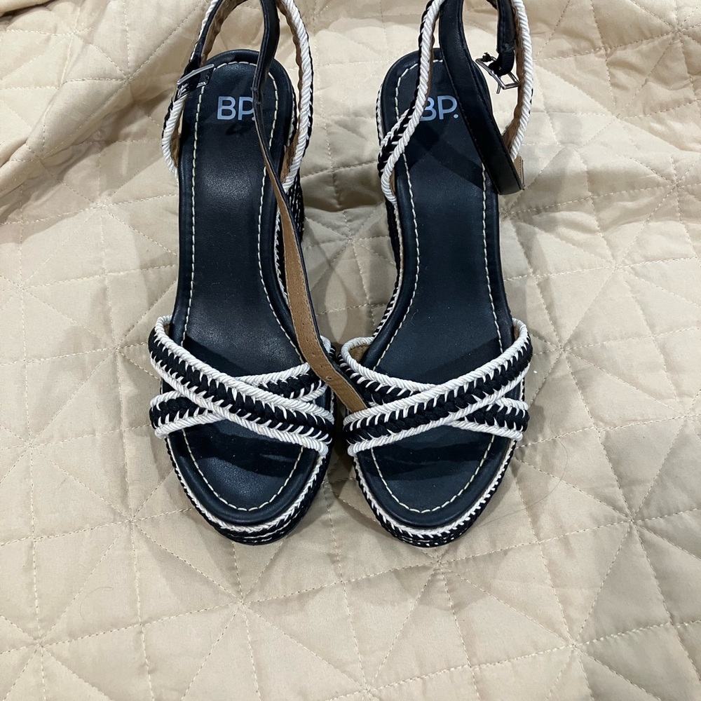 BP Black and White Strappy Sandals
